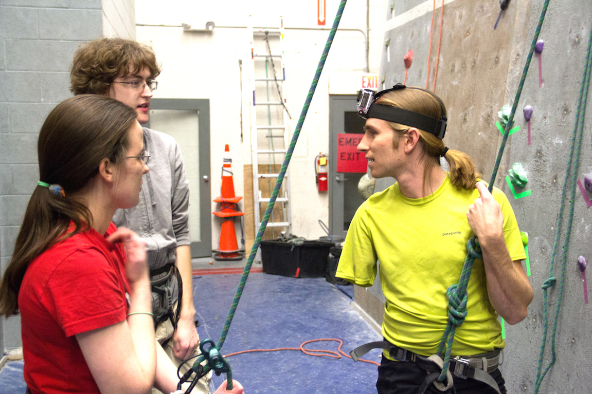 Chris and students met at a local climbing wall to test out what he wants to be able to do and where the challenges lay.